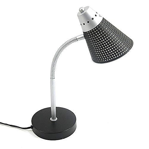Tisch-Schreibtisch-Leuchte LISA Kuststoff-Schirm schwarz, Ständer Metall lackiert, H: 44cm, E27 max. 40W, Nachttisch-Kommode-Lampe (schwarz) von Dapo