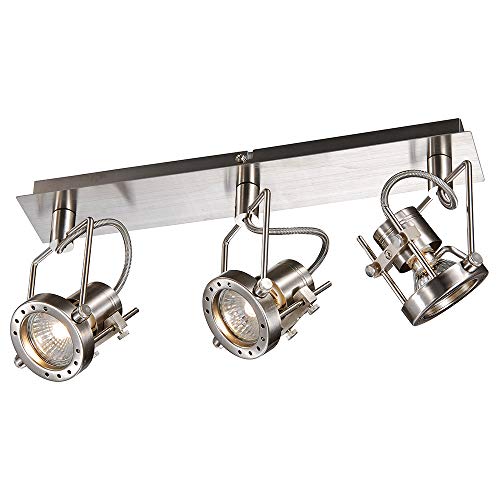 Wandleuchte-Spot JET-LINE, nickel, 3x GU10 max. 35 W, ohne Leuchtmittel, Deckenplatte D: 41,8x6 cm, Decken-Büro-Wohnraum-Strahler-Spot-Leuchte-Lampe von Dapo