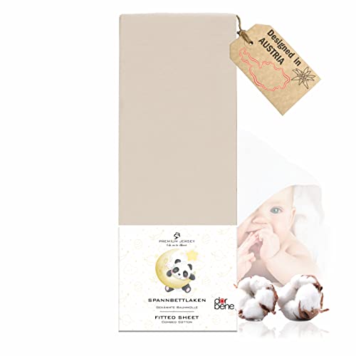 DarBene Kinder Spannbettlaken 70x140 Premium, Jersey 100% gekämmte Premium Baumwolle, atmungsaktiv, superweiches Bettlaken, Oeko-TEX, Elfenbein von DarBene