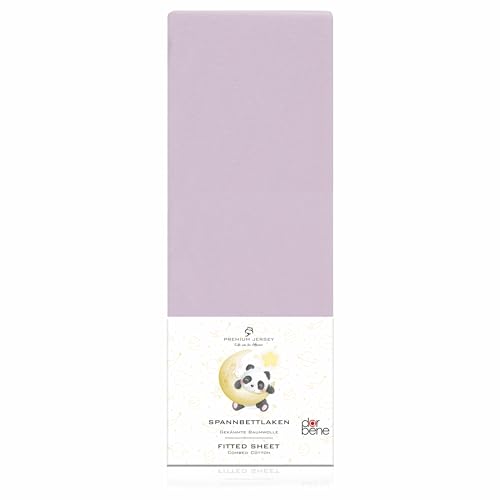 DarBene Kinder Spannbettlaken 70x140 Premium, Jersey 100% gekämmte Premium Baumwolle, atmungsaktiv, superweiches Bettlaken, Oeko-TEX, Flieder von DarBene