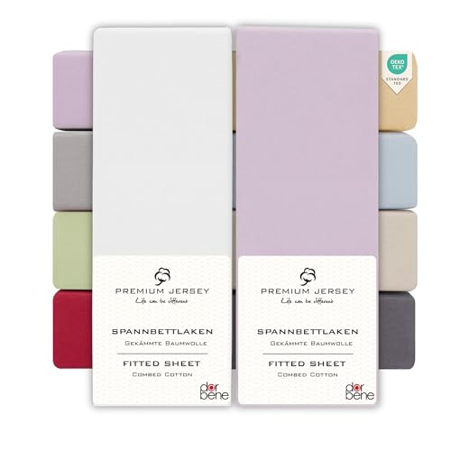 DarBene Kinder Spannbettlaken 70x140 Premium 2er Set Weiß-Mix, Jersey 100% gekämmte Premium Baumwolle, atmungsaktiv, superweiches Bettlaken, Oeko-TEX,Weiß & Flieder hell DarBene Kinder Spannbettlaken 70x140 Premium 2er Set Weiß-Mix, Jersey 100% gekämmte Premium Baumwolle, atmungsaktiv, superweiches Bettlaken, Oeko-TEX,Weiß & Flieder hell von DarBene