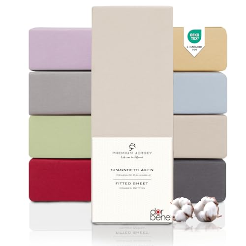 DarBene Spannbettlaken 90x200 Premium, Jersey 100% gekämmte Premium Baumwolle, atmungsaktiv, superweiches Bettlaken bis 30 cm Matratzenhöhe, Oeko-TEX, Elfenbein DarBene Spannbettlaken 90x200 Premium, Jersey 100% gekämmte Premium Baumwolle, atmungsaktiv, superweiches Bettlaken bis 30 cm Matratzenhöhe, Oeko-TEX, Elfenbein von DarBene