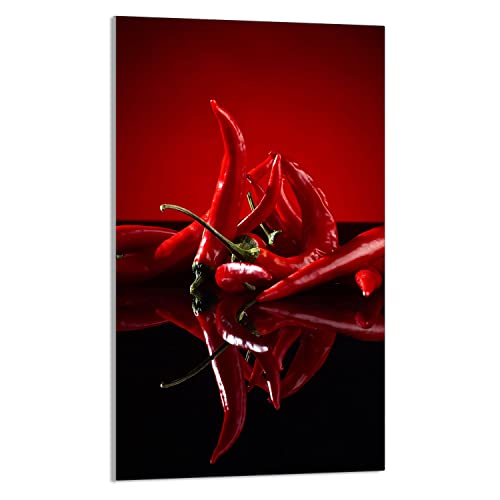 DarHaus Herdabdeckplatte 1 Teilig 30x52 cm Ceranfeldabdeckung Küche Elektroherd Induktion Herdschutz Spritzschutz Glasplatte Schneidebrett, Chilli Rot von DarHaus