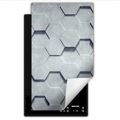 DarHaus Herdabdeckplatte 1 teilig 30x52 cm Küche Herdabdeckung Ceranfeld Herdabdeckplatten Anti Rutsch Matte Aufrollbar, grau 3D von DarHaus