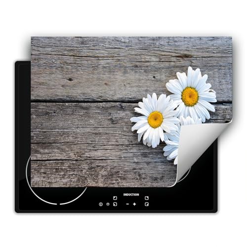 DarHaus Herdabdeckplatte 1 teilig 80x52 cm Küche Herdabdeckung Ceranfeld Herdabdeckplatten Anti Rutsch Matte Aufrollbar, blume - Holz von DarHaus