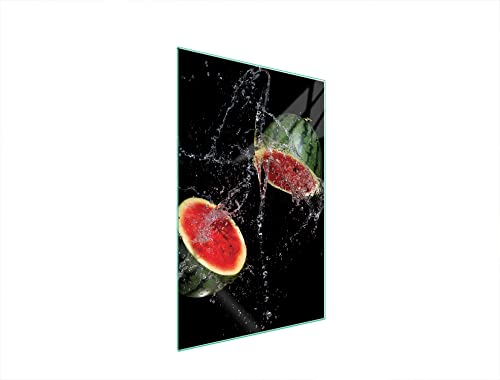 DarHaus Herdabdeckplatte 35x52 Einteilig Glas Elektroherd Induktion Herdschutz Spritzschutz Glasplatte Deko Schneidebrett, Wassermelone von DarHaus