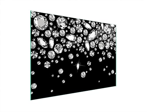 DarHaus Herdabdeckplatte 40x30 cm Einteilig Glas Elektroherd Induktion Herdschutz Spritzschutz Glasplatte Deko Schneidebrett, Diamant Schwarz von DarHaus