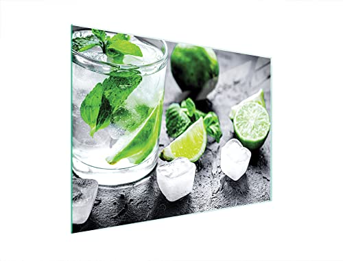 DarHaus Herdabdeckplatte 40x30 cm Einteilig Glas Elektroherd Induktion Herdschutz Spritzschutz Glasplatte Deko Schneidebrett, Limette Eis von DarHaus