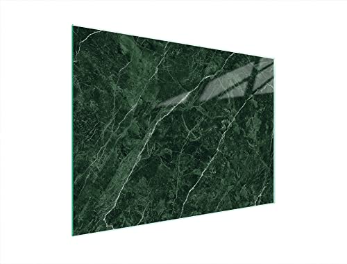 DarHaus Herdabdeckplatte 40x30 cm Einteilig Glas Elektroherd Induktion Herdschutz Spritzschutz Glasplatte Deko Schneidebrett, Marmor Grün von DarHaus