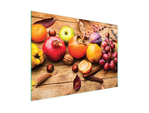 DarHaus Herdabdeckplatte 40x30 cm Einteilig Glas Elektroherd Induktion Herdschutz Spritzschutz Glasplatte Deko Schneidebrett, Obst Bunt von DarHaus