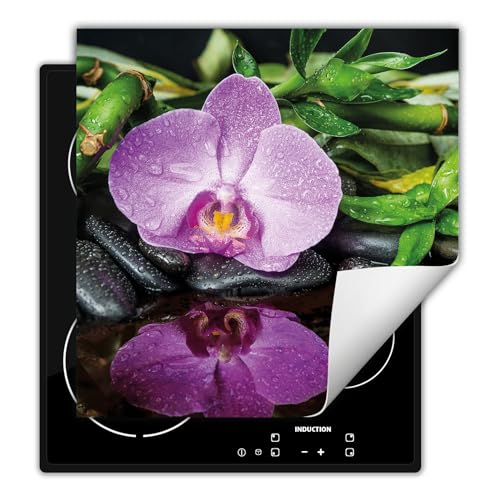 DarHaus Herdabdeckplatte 50x52 cm Einteilig Küchen Zubehör Kochfeld Abdeckung Ceranfeld Herdplattenabdeckung Induktionskochfeld Aufrollbare Matte, Orchidee - Blume von DarHaus