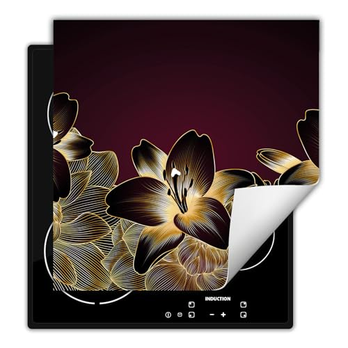 DarHaus Herdabdeckplatte 50x52 cm Einteilig Küchen Zubehör Kochfeld Abdeckung Ceranfeld Herdplattenabdeckung Induktionskochfeld Aufrollbare Matte, Orchidee - Blumen von DarHaus
