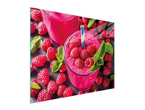 DarHaus Herdabdeckplatte 52x40 cm 1-teilig Ceranfeldabdeckung Induktion Herdschutz Spritzschutz Glasplatte Deko Schneidebrett, Himbeeren Rosa von DarHaus