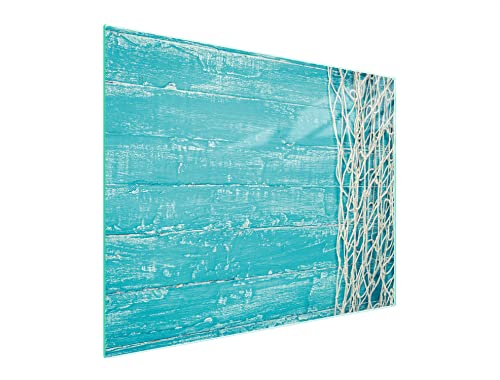 DarHaus Herdabdeckplatte 52x40 cm 1-teilig Ceranfeldabdeckung Induktion Herdschutz Spritzschutz Glasplatte Deko Schneidebrett, Holz Türkis von DarHaus