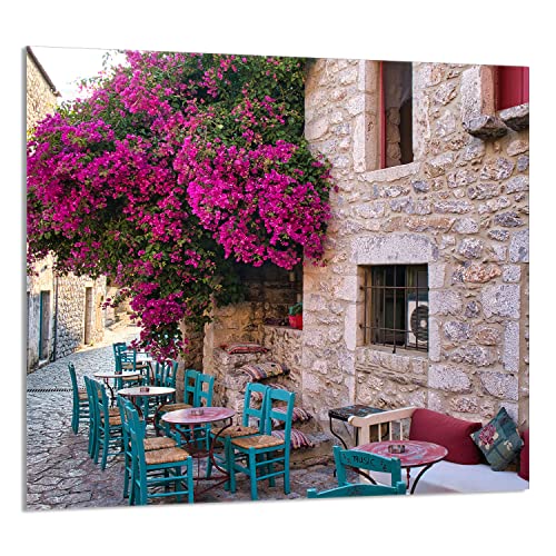 DarHaus Herdabdeckplatte 65x60 cm 1-teilig Ceranfeldabdeckung Induktion Herdschutz Küchenrückwand Spritzschutz Glasplatte Deko Schneidebrett, Gasse Blumen von DarHaus