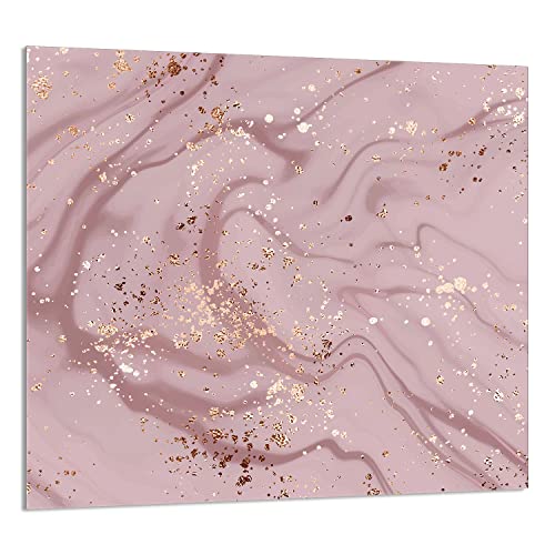 DarHaus Herdabdeckplatte 65x60 cm 1-teilig Ceranfeldabdeckung Induktion Herdschutz Küchenrückwand Spritzschutz Glasplatte Deko Schneidebrett, Marmor Rosa von DarHaus
