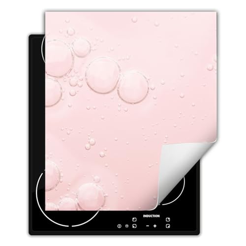 DarHaus Herdabdeckplatte Einteilig Ceranfeld Abdeckplatte Induktionsschutz Küche Deko Vinyl Matte Aufrollbar 45x52 cm, Rosa - Blasen von DarHaus