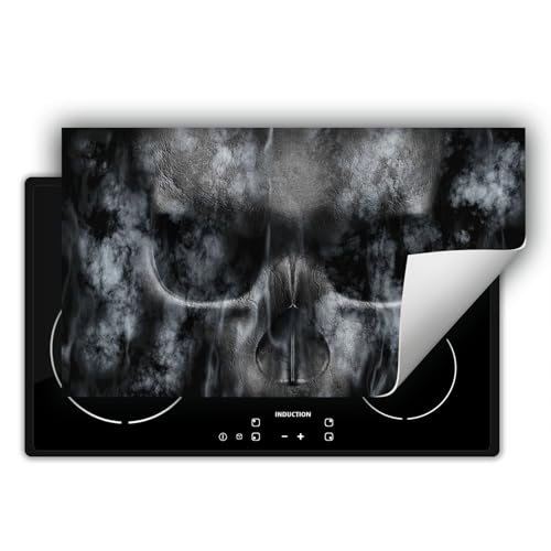 DarHaus Herdabdeckplatte Einteilig Ceranfeld Abdeckplatte Induktionsschutz Küche Deko Vinyl Matte Aufrollbar 90x52 cm, Schädel von DarHaus