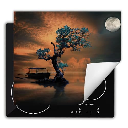 DarHaus Herdabdeckplatte Einteilig Küche Herdabdeckung Ceranfeld Herdabdeckplatten Anti Rutsch Matte Aufrollbar 60x52 cm, Baum von DarHaus