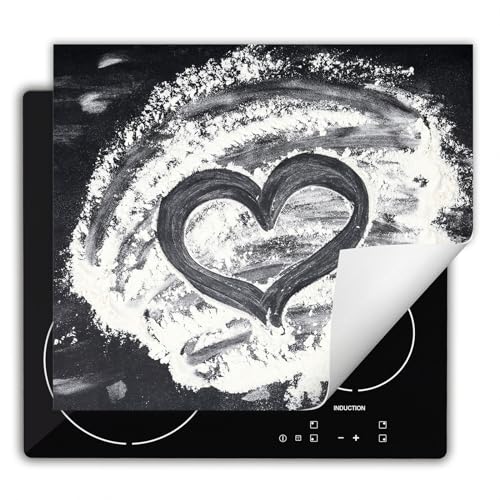 DarHaus Herdabdeckplatte Einteilig Küche Herdabdeckung Ceranfeld Herdabdeckplatten Anti Rutsch Matte Aufrollbar 60x52 cm, Küche - Herz von DarHaus