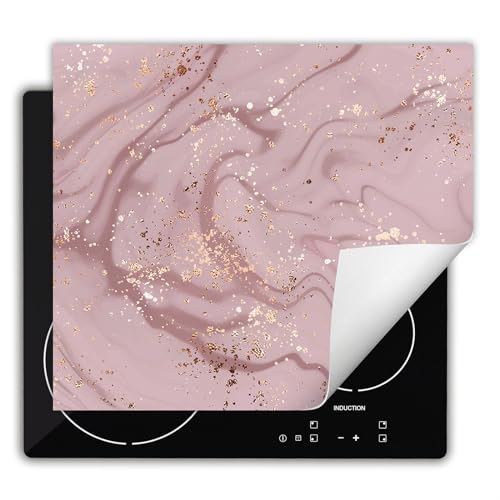 DarHaus Herdabdeckplatte Einteilig Küche Herdabdeckung Ceranfeld Herdabdeckplatten Anti Rutsch Matte Aufrollbar 60x52 cm, Rosa - Marmor von DarHaus