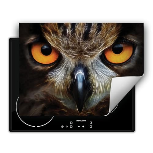 DarHaus Herdabdeckplatte Einteilig Küche Herdabdeckung Ceranfeld Herdabdeckplatten Anti Rutsch Matte Aufrollbar 70x52 cm, Eule von DarHaus