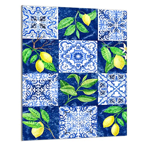 DarHaus Herdabdeckplatte einteilig 40x52 cm Ceranfeld Abdeckung Glas Spritzschutz Abdeckplatte Glasplatte Herd Ceranfeldabdeckung Deko, Mosaik Zitron von DarHaus