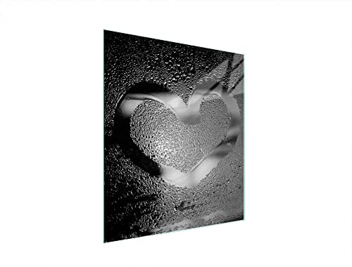 DarHaus Herdabdeckplatte einteilig 45x52 cm Ceranfeld Abdeckung Glas Spritzschutz Abdeckplatte Glasplatte Herd Ceranfeldabdeckung Deko, Herz Silber von DarHaus