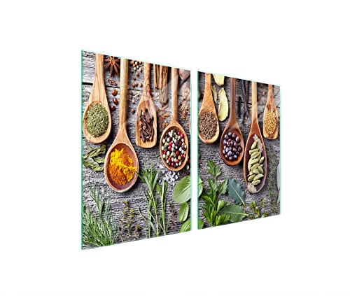 DarHaus Herdabdeckplatten 45x52 cm 2-teilig Ceranfeldabdeckung Induktion Herdschutz Spritzschutz Glasplatte Deko Schneidebrett, Gewürze Holz von DarHaus