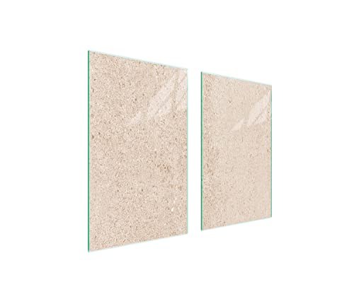 DarHaus Herdabdeckplatten tweiteilig 75x52 cm Ceranfeld Abdeckung Glas Spritzschutz Abdeckplatte Glasplatte Herd Ceranfeldabdeckung Deko, Schiefer Beige von DarHaus