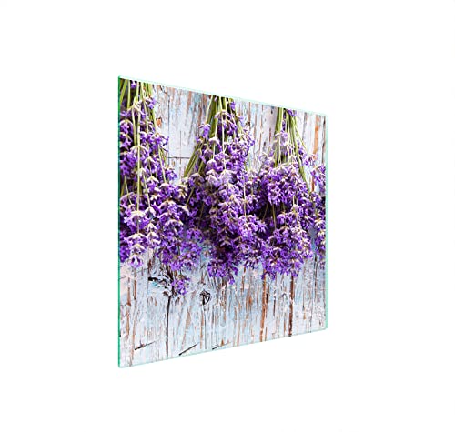 DarHuas Herdabdeckplatte 50x52 cm 1-teilig Ceranfeldabdeckung Induktion Herdschutz Spritzschutz Glasplatte Deko Schneidebrett, Lavendel Violett von DarHaus