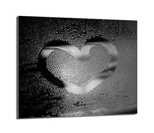 Herdabdeckplatte 60x52 Einteilig Glas Elektroherd Induktion Herdschutz Spritzschutz Glasplatte Deko Schneidebrett, Herz Silber von DarHaus