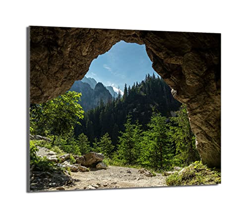 Herdabdeckplatte 60x52 Einteilig Glas Elektroherd Induktion Herdschutz Spritzschutz Glasplatte Deko Schneidebrett, Landschaft Wald von DarHaus