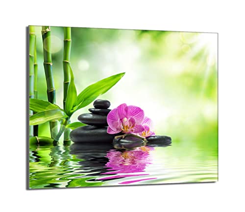 Herdabdeckplatte 60x52 Einteilig Glas Elektroherd Induktion Herdschutz Spritzschutz Glasplatte Deko Schneidebrett, Orchidee Violett von DarHaus