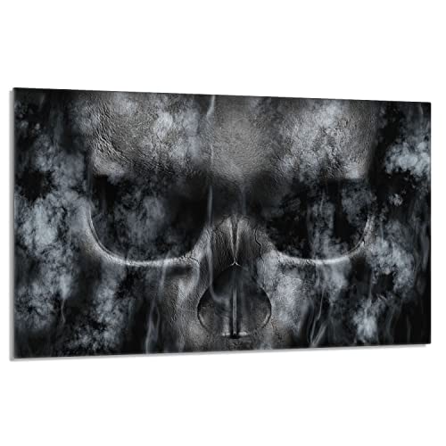 Herdabdeckplatte 80x52 cm 1-teilig Ceranfeldabdeckung Induktion Herdschutz Spritzschutz Glasplatte Deko Schneidebrett, Schädel Schwarz von DarHaus