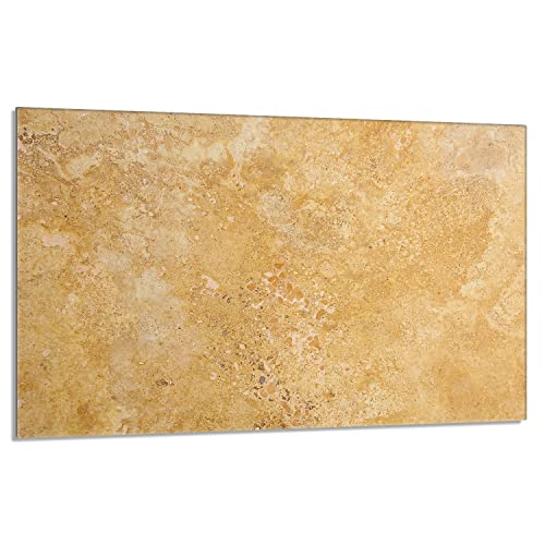Herdabdeckplatte 80x52 cm 1-teilig Ceranfeldabdeckung Induktion Herdschutz Spritzschutz Glasplatte Deko Schneidebrett, Schiefer Beige von DarHaus
