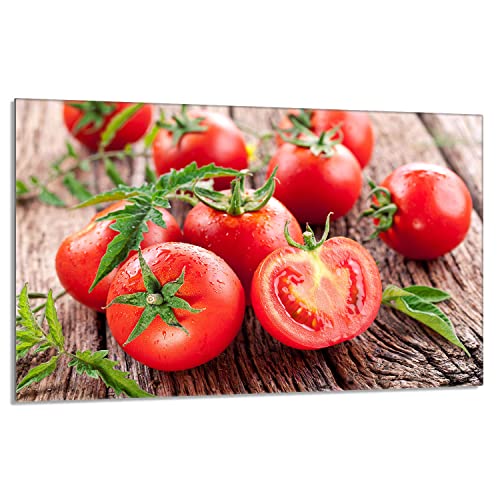 Herdabdeckplatte 80x52 cm 1-teilig Ceranfeldabdeckung Induktion Herdschutz Spritzschutz Glasplatte Deko Schneidebrett, Tomaten Rot von DarHaus