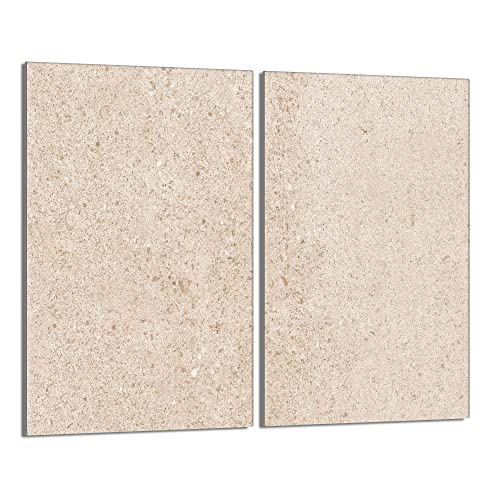 Herdabdeckplatten 2 Teilig 2x30x52 cm Ceranfeldabdeckung Küche Elektroherd Induktion Herdschutz Spritzschutz Glasplatte Schneidebrett, Schiefer Beige von DarHaus