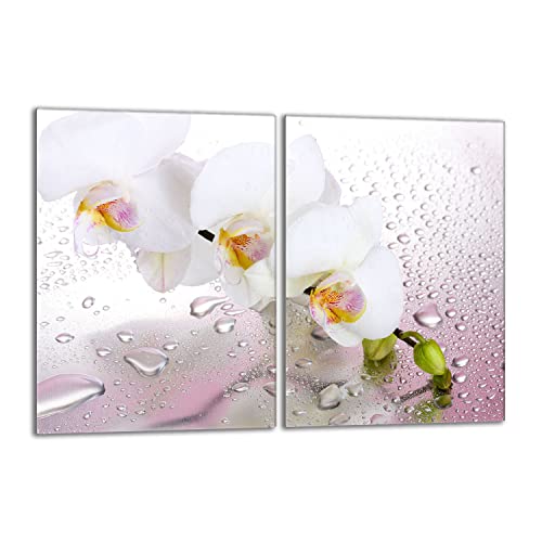 Herdabdeckplatten Set 2x40x52 cm Ceranfeld Abdeckung Glas Spritzschutz Abdeckplatte Glasplatte Herd Ceranfeldabdeckung Deko, Orchidee Weiß Herdabdeckplatten Set 2x40x52 cm Ceranfeld Abdeckung Glas Spritzschutz Abdeckplatte Glasplatte Herd Ceranfeldabdeckung Deko, Orchidee Weiß von DarHaus