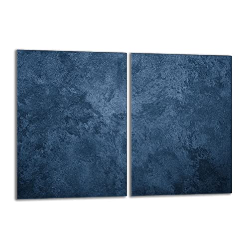 Herdabdeckplatten Set 2x40x52 cm Ceranfeld Abdeckung Glas Spritzschutz Abdeckplatte Glasplatte Herd Ceranfeldabdeckung Deko, Schiefer Blau von DarHaus