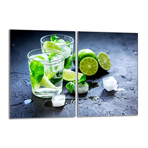 Herdabdeckplatten Set 2x40x52 cm Ceranfeld Abdeckung Glas Spritzschutz Abdeckplatte Glasplatte Herd Ceranfeldabdeckung Deko, Schiefer Limette von DarHaus