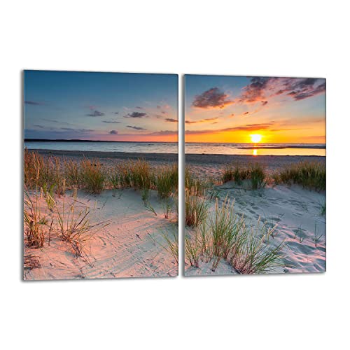 Herdabdeckplatten Set 2x40x52 cm Ceranfeld Abdeckung Glas Spritzschutz Abdeckplatte Glasplatte Herd Ceranfeldabdeckung Deko, Strand Sonne von DarHaus