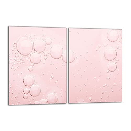 Herdabdeckplatten Set 2x40x52 cm Ceranfeld Abdeckung Glas Spritzschutz Abdeckplatte Glasplatte Herd Ceranfeldabdeckung Deko, Tropfen Rosa von DarHaus