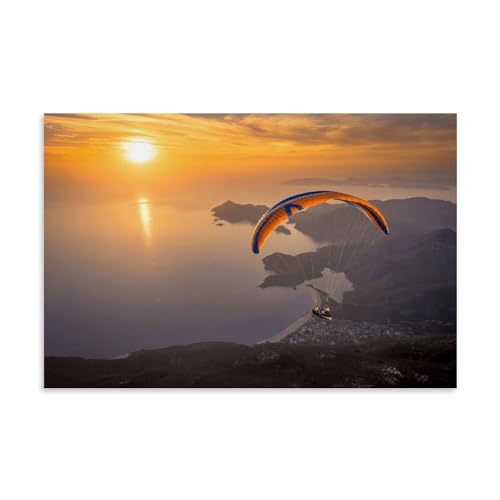 DaranKaep Paragliding at Sunset Poster Dekorative Malerei Leinwand Wandkunst Wohnzimmer Poster Schlafzimmer Malerei,Wandkunst Bilddruck Moderne Familienzimmer Dekor 12x18inch(30x45cm) von DaranKaep