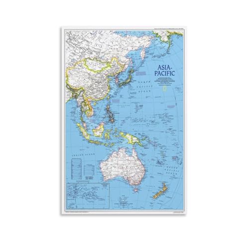DaranKaep Western Pacific Ocean Map Poster Dekorative Malerei Leinwand Wandkunst Wohnzimmer Poster Schlafzimmer Malerei,Wandkunst Bilddruck Moderne Familienzimmer Dekor 08x12inch(20x30cm) von DaranKaep