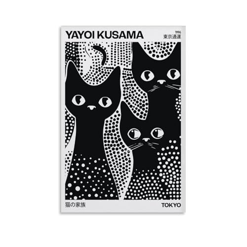 DaranKaep Yayoi Kusama Black Cat Poster Dekorative Malerei Leinwand Wandkunst Wohnzimmer Poster Schlafzimmer Malerei,Wandkunst Bilddruck Moderne Familienzimmer Dekor 24x36inch(60x90cm) von DaranKaep