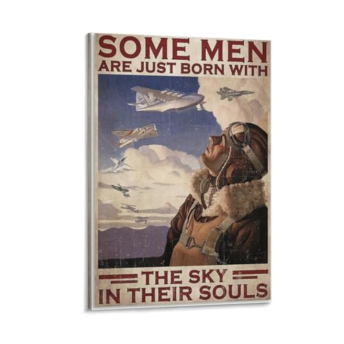 Pilot-Retro-Poster, Metall-Blechschild, "Some Men Are Just Born with The Sky in Their Souls", Aluminium-Metall-Poster, coole Kunstwerke, Malerei, Wandkunst, Leinwanddrucke, hängendes Bild von Darbut