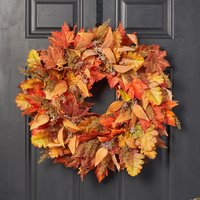 Autumn's Splendor - Gemischtes Herbstlaub & Weizengras-Herbstkranz Für Die Haustür von DarbyCreekTrading