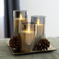 Bewegliche Flammenlose Led Smokey Glas-stumpenkerzen Mit Fernbedienung - 3Er-Set von DarbyCreekTrading