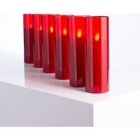 Bewegliche Flammenlose Led-stumpenkerzen Aus Rotem Glas Mit Fernbedienung 6Er Set von DarbyCreekTrading